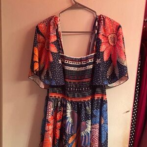 SHEIN Navy and Orange Floral Maxi Dress